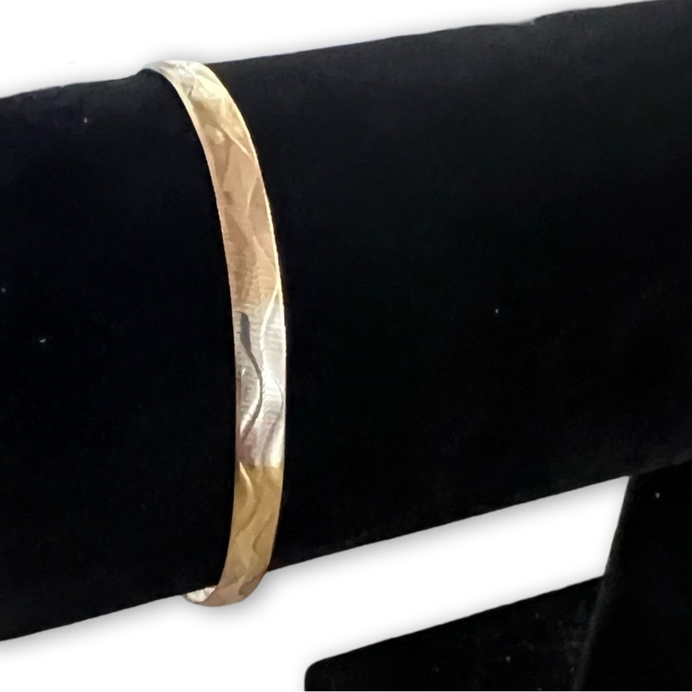 Gorgeous Vintage Made in Italy 925 Silver Tricolored Gold Herringbone Bracelet